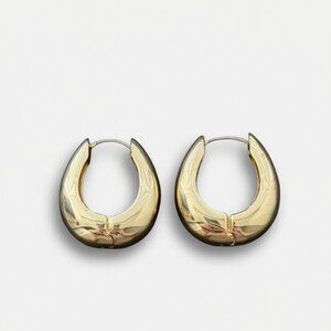 Chunky 14K Gold Plated Drop Hoop Earrings